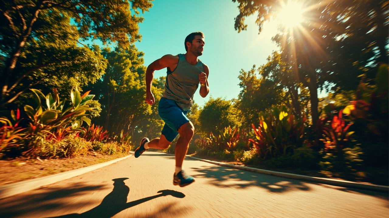 Hombre corriendo en un parque